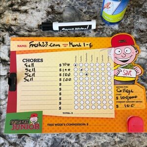 Financial Fact Junior Chore Chart - Dry Erase, Magnet - Cool